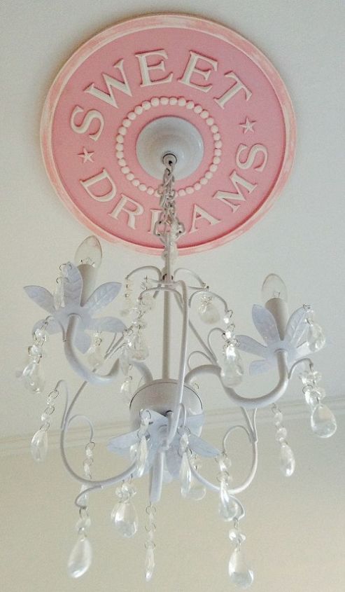 diy sweet dreams ceiling medallion, bedroom ideas, crafts, diy, lighting, Shown in Distressed Pink by Marie Ricci