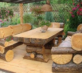 log picnic table benches