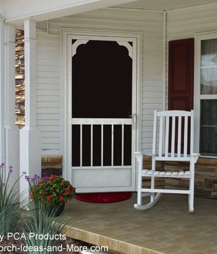 aluminum screen door options you ve never dreamed of, curb appeal, doors, This farmhouse styled screen door helps create curb appeal an mimics the look of a wood screen without the upkeep Photo courtesy of PCA Products