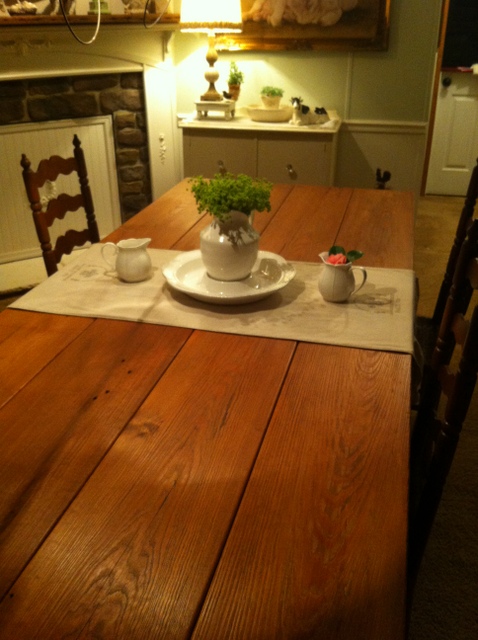 making a farmhouse table, painted furniture, repurposing upcycling, woodworking projects, Reclaimed Heart Pine top stained with Minwax Early American Stain