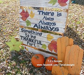 easy to make pallet yard art, crafts, pallet, seasonal holiday decor, There is Always Always Always Something to be Thankful For Pallet Yard Decoration