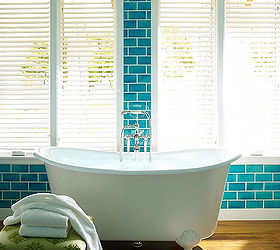 add style to your bathroom with subway tile, bathroom ideas, home decor, tiling, Designer Kate Ridder used a wall of blue ceramic subway tile to make a statement in the bathroom Photo Source