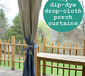 diy dip dye drop cloth curtains, porches, reupholster, window treatments, If you can sew even a little you can make these easy curtains to liven up your porch for summer