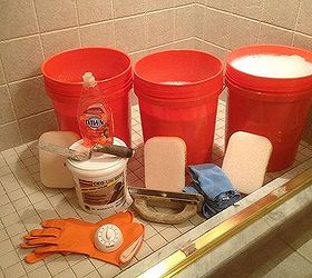 shower grout that doesn t stain or need sealed ever, bathroom ideas, home maintenance repairs, Make sure to get all your supplies together before starting with epoxy grout