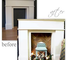 faux fireplace pallet wood fire box, fireplaces mantels, home decor, before and after Rustic pallet wood warms up a cold fire box