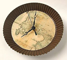 make your own wall clock with and antique map theme, crafts