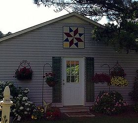 painting a barn quilt for your garden shed, crafts, painting, Hanging in it s new home