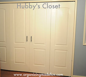 very organized closet for my hubby, closet, organizing, Doors for his closet