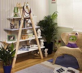 diy ladder project ideas, repurposing upcycling, shelving ideas, storage ideas, I love this idea of a small ladder The natural wooden look is preserves and the pearls hanged on the top of the unit add a shabby chick touch
