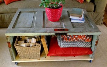 Salvaged door coffee table/storage bench