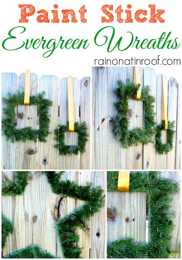 paint stick evergreen wreaths, crafts, seasonal holiday decor, After the wreaths were completed I hung them with a simple strand of ribbon