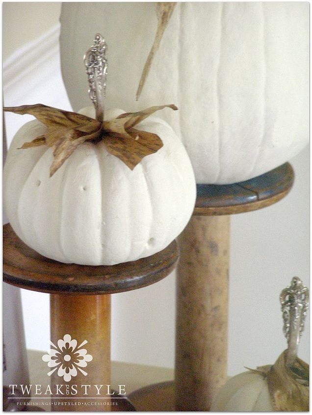 tarnished silver stemmed pumpkins, crafts, halloween decorations, seasonal holiday decor, The more embellished the silver the prettier