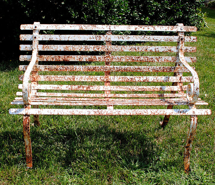 how to paint rusty iron garden furniture, painted furniture