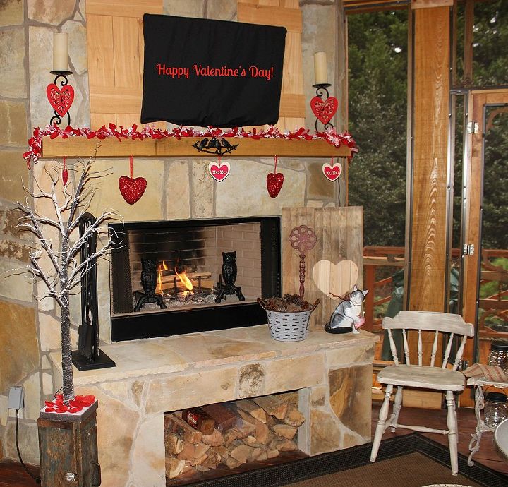 palette wood project key to my heart for valentine s day, crafts, fireplaces mantels, pallet, repurposing upcycling, seasonal holiday decor, valentines day ideas, This was a great rustic project to make to add to our screened porch mantel For more information please see the link to my blog