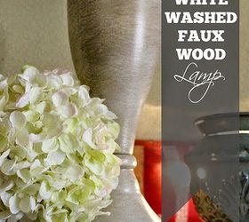 diy white washed faux wood lamp base makeover, crafts, lighting, painting, repurposing upcycling