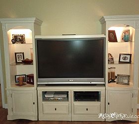 family room makeover a new tv a level, fireplaces mantels, home decor, living room ideas, painting, Wall unit I painted it last year much better looking but still too large for the space But that has now been remedied