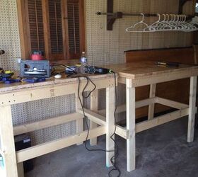 tutorial on how to make a workbench, diy, how to, painted furniture, repurposing upcycling, woodworking projects, First two done