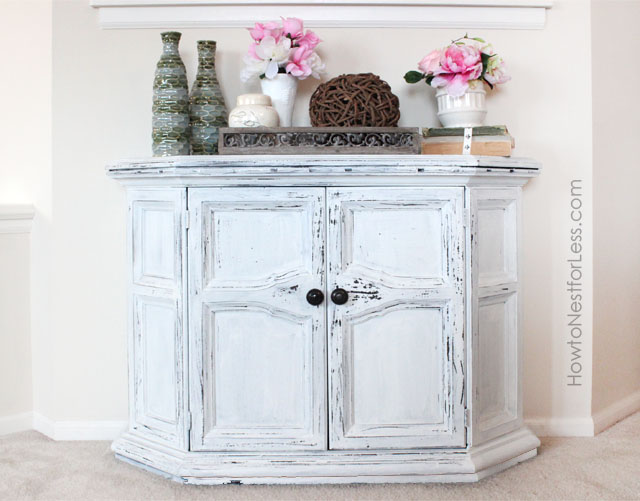 foyer credenza makeover with ironstone milk paint, painted furniture