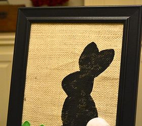 framed easter bunny burlap artwork, crafts, easter decorations, seasonal holiday decor
