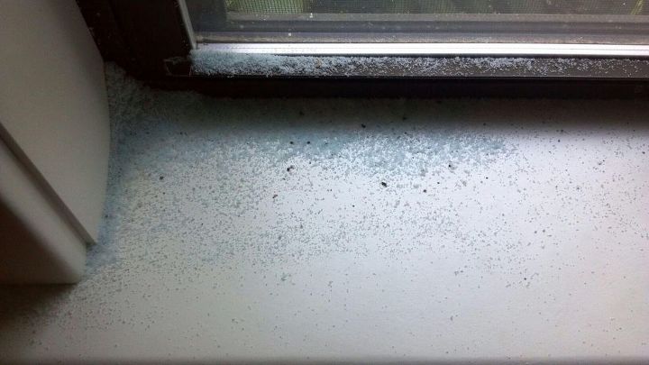 what is this mysterious blue powder that keeps collecting on the inside of our window