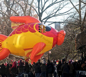 id needed re characters in entertainment, seasonal holiday d cor, thanksgiving decorations, An unidentified fish marches swims out of water in Macy s 2013 Thanksgiving Parade View Three at CPW
