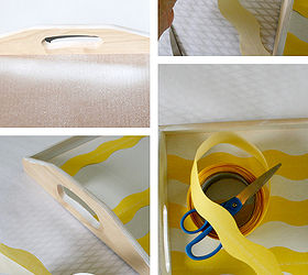 diy projects using frogtape shapetape, crafts, painting, Paint your tray top white and apply the tape when dry