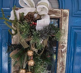 rustic christmas wreath, christmas decorations, seasonal holiday decor, wreaths, Tapped out the center of the cabinet door a little sanding to rough up the wood