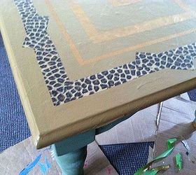 coffee table with animal print gold paint and diy chalk paint, chalk paint, painted furniture, 2 gold stripes
