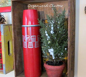 rustic christmas vignettes in the den, seasonal holiday d cor, Junk and crates on a gallery wall
