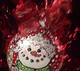 hand painted glass christmas ornaments, christmas decorations, seasonal holiday decor, Snowman