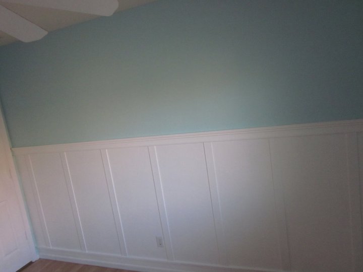 my 5 year olds bedroom remoldel, bedroom ideas, painted furniture, woodworking projects, Added board and batten to the walls