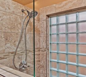 come in and enjoy, bathroom ideas, home decor, home improvement, Glass blocked tile and frame less glass makes all the difference in this walk in open shower Beautiful