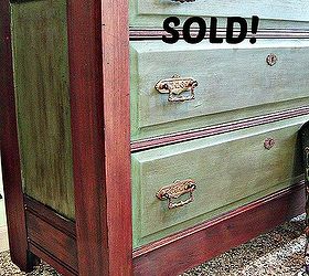 transforming vintage furniture that is both stained and painted, chalk paint, painted furniture, This dresser features CeCe Caldwell s Michigan Pine chalk paint and dark walnut stain The entire piece is sealed using Annie Sloan wax