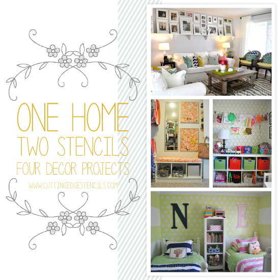 one home two stencils four decor projects, home decor, painting, storage ideas, wall decor