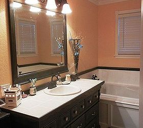 dresser to bathroom vanity, bathroom ideas, home decor, painted furniture, repurposing upcycling, We completely gutted this bathroom