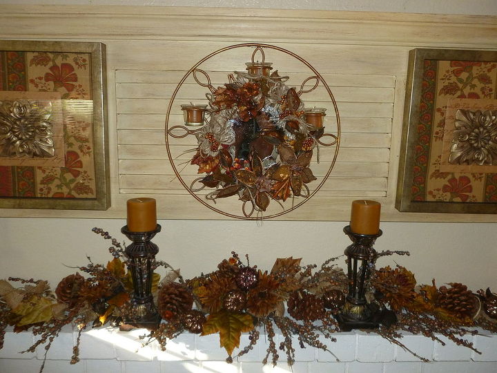 fall decorations, fireplaces mantels, seasonal holiday d cor, What would you do with a footboard Look what we did above the fireplace to see more of it go to Onemoretimeevents com