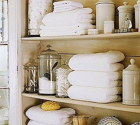 13 ways to organized your bathroom, bathroom ideas, organizing, storage ideas, making open shelving beautiful