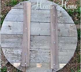 easy diy pallet clock, crafts, home decor, outdoor living, pallet, repurposing upcycling, First I cut pallet wood to the right size and joined it together with 2 strips of wood and some screws I drew a circle 20 on the wood Then using a jigsaw my 1st time I cut out my circle