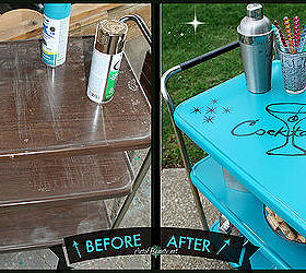vintage cosco rolling cart turned mad men mod cocktail cart, painted furniture