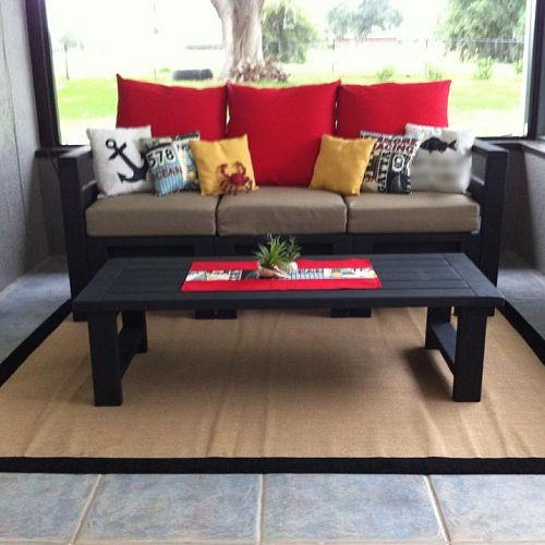 diy outdoor living space, home decor, outdoor furniture, outdoor living, Loving it