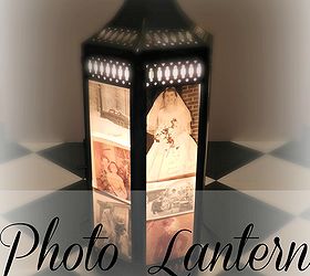 photo lantern, crafts, lighting, I taped the photos to the glass