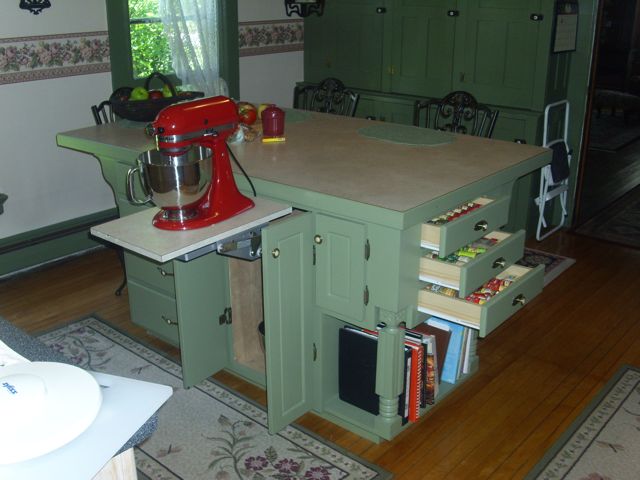 homemade kitchen island, kitchen design, kitchen island, storage ideas, Mixer lift and spice drawers