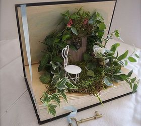 mini garden in a book, crafts, home decor, add a bookmark with key