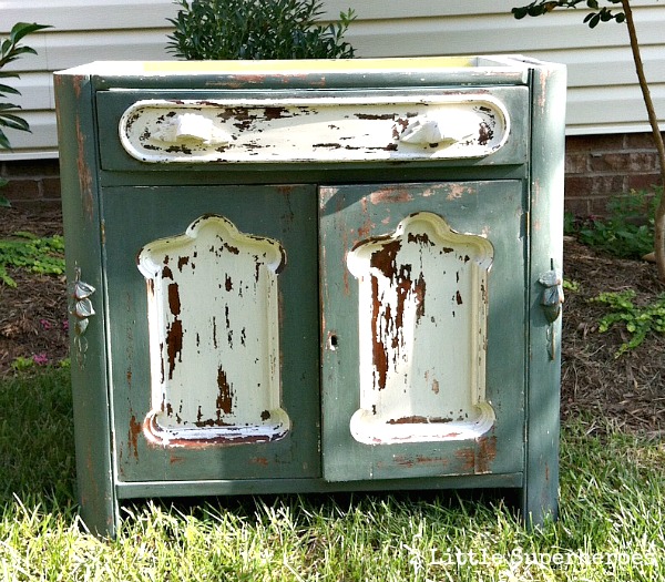 encouraging a little extra chippiness with milk paint, painted furniture
