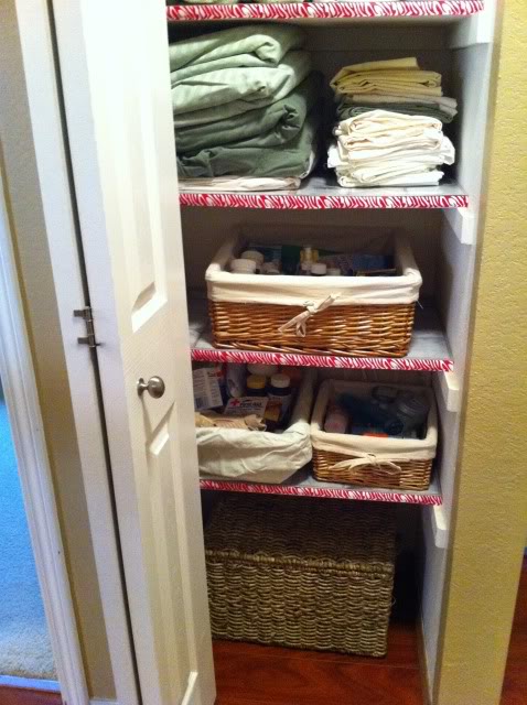 linen closet beforeandafter, cleaning tips, closet, Linen closet after Check out what I used to line the shelves with