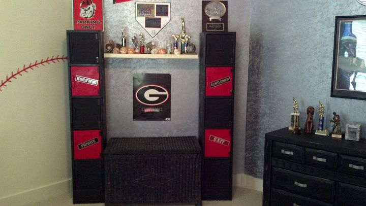 lockers redone for boys room, crafts, storage ideas, Poor cell phone pic