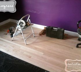 a vivid garden tea party toddler bedroom before during amp after, bedroom ideas, flooring, hardwood floors, home decor, The beginnings of a massive task laying the new hardwood in the middle of July without functioning air conditioning