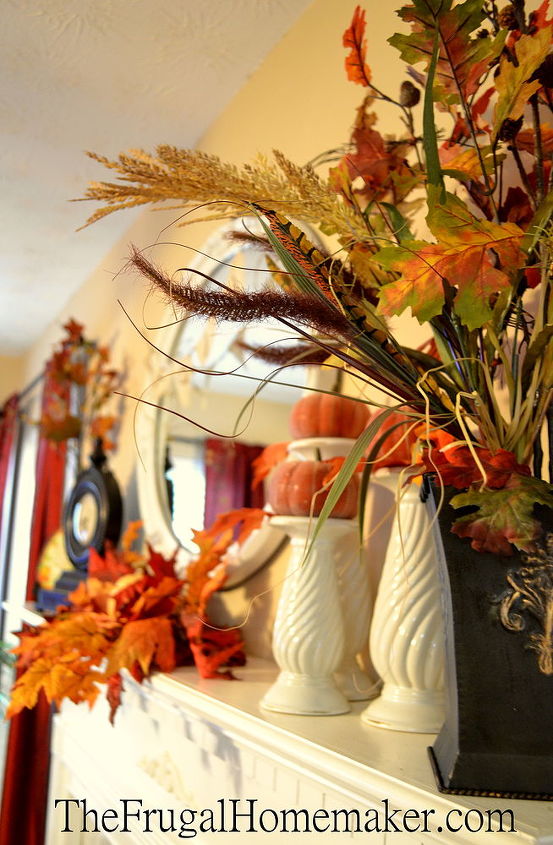 fall mantel, crafts, fireplaces mantels, living room ideas, seasonal holiday decor, thanksgiving decorations, Fall mantel 2011