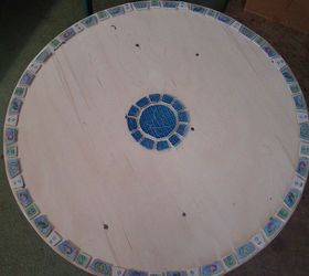 mosaic table for the patio or garden, outdoor furniture, painted furniture, tiling, Started with the border and a center design