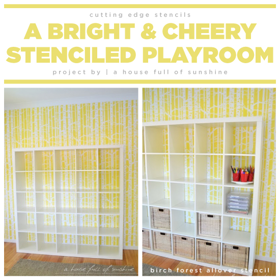 a bright cheery stenciled playroom, entertainment rec rooms, home decor, painting